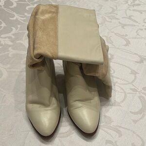 Vintage Cream Women's Leather & Suede Boots